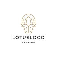 icona del logo del fiore di loto di lusso. stile lineare vettore