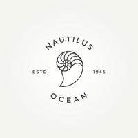 logo distintivo della linea minimalista della conchiglia nautilus vettore