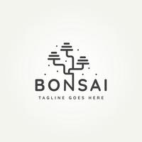 disegno del logo della linea di tipografia dell'albero dei bonsai vettore