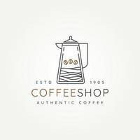 caffetteria con logo minimalista bollitore e fagioli vettore