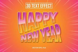 felice anno nuovo effetti di testo 3d modificabili vettore