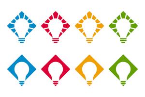 Icone della lampadina su forme di diamante vettore