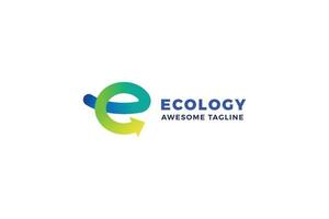 lettera e colore verde naturale eco friendly logo aziendale design vettore