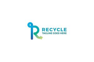 lettera r colore verde freccia 3d logo aziendale di riciclo naturale vettore