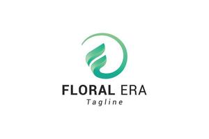 lettera f logo della flora naturale di colore verde creativo vettore