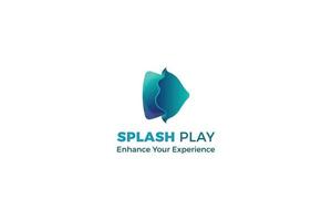 splash player 3d moderno colore blu splash gioco creativo lettera d pulsante vettore