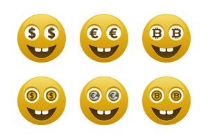 Emoticon di smiley con valute vettore