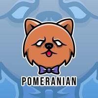 simpatico logo della mascotte della testa di cane Pomerania, illustrazione vettoriale eps.10