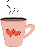 immagine di una tazza di tè o caffè. illustrazione vettoriale per San Valentino, compleanno. decorazioni per feste di matrimonio, sito web, app mobile, icone, cartoline, libri per bambini e di cucina, pubblicità.