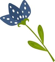 fiore blu stilizzato evidenziato su sfondo bianco. fiore vettoriale in stile cartone animato. illustrazione vettoriale per saluti, matrimoni, design floreale.
