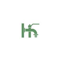 icona del rubinetto con il vettore di progettazione del logo della lettera h