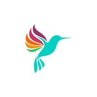 illustrazione astratta dell'icona del vettore monolinea del profilo della linea del logo dell'uccello del colibrì colorato astratto
