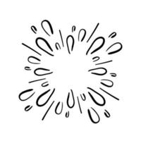 elemento di design di doodle, doodle starburst, doodle scintillante, doodle di fuochi d'artificio isolati su sfondo bianco vettore