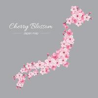 fiore di ciliegio, sakura, mappa giappone, motivo floreale giapponese, illustrazione vettoriale. vettore