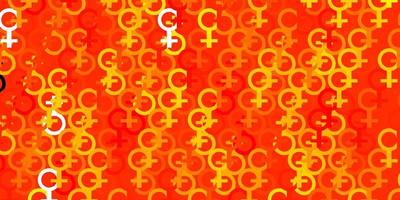 modello vettoriale arancione chiaro con elementi di femminismo.