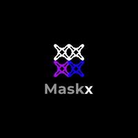 design del logo piatto semplice aziendale con maschera scura hacker tech aziendale vettore