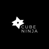 design moderno del logo del ninja del cubo di avvio vettore