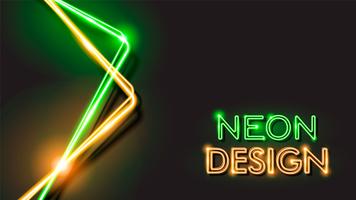 Progettazione del fondo del nero al neon d&#39;ardore astratto arancio e verde vettore