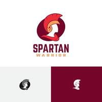 modello di logo del casco del combattente del soldato del cavaliere del guerriero spartano vettore