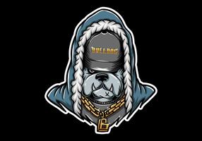 rapper bulldog che indossa una catena d&#39;oro vettore