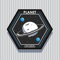 Disegno dell&#39;emblema della toppa del pianeta dello Space Explorer vettore