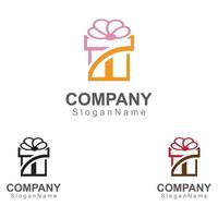 confezione regalo sorpresa logo design modello vettoriale immagine arte concetto