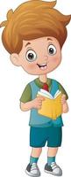 cartone animato del ragazzo della scuola che tiene un libro vettore