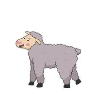 cartone animato grigio baby agnello stand e sorriso vettore