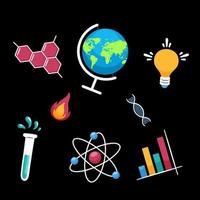 sfondo vettoriale elemento di scienza. raccolta di illustrazioni colorate di elementi scientifici. set di design dell'icona dell'elemento biologico