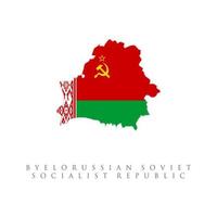mappa della bandiera della repubblica socialista sovietica bielorussa. isolato su sfondo bianco vettore