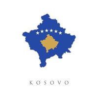 illustrazione vettoriale con bandiera nazionale del Kosovo con la forma di questa mappa. mappa con bandiera del kosovo isolata on white. bandiera nazionale per il paese del kosovo isolato