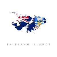 mappa della bandiera della siluetta delle isole falkland. mappa delle isole falkland con bandiera nazionale. mappa modificabile altamente dettagliata dei confini del territorio del paese sudamericano. vettore
