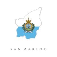 mappa del san marino con bandiera isolata su sfondo bianco, mappa e bandiera nazionale del san marino, illustrazione vettoriale