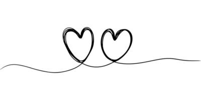 cuore disegnato a mano con linea sottile, forma divisoria, scarabocchio rotondo grungy aggrovigliato isolato su sfondo bianco. illustrazione vettoriale. vettore