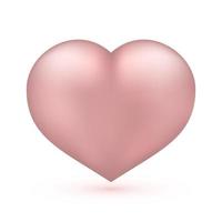 cuore rosa tenue realistico isolato su bianco. sfondo della cartolina d'auguri di san valentino. icona 3D. illustrazione vettoriale romantica. modello di progettazione facile da modificare.