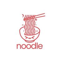 monoline carino ciotola di noodles logo premium vector