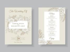 carta di inviti di nozze minimalista linea floreale art vettore