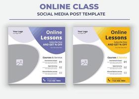 poster di classe business online, post sui social media di classe online e volantino vettore