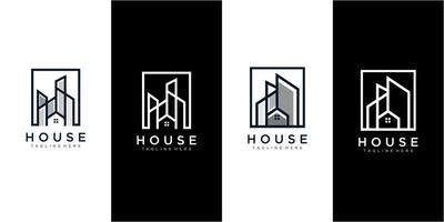 ispirazione per il design del logo quadrato della costruzione, design del logo della costruzione, vettore di progettazione del logo della casa della costruzione