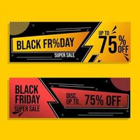 set di banner pubblicitari del venerdì nero con design memphis su sfondo giallo e nero. adatto per abbigliamento scontato o prodotti alimentari vettore