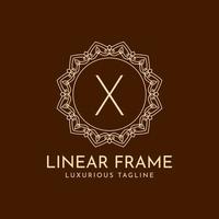 lettera x cerchio minimalista cornice lineare lusso decorazione logo design vettoriale