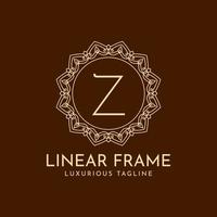 lettera z cerchio minimalista cornice lineare lusso decorazione logo design vettoriale