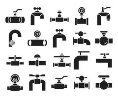 icone di valvole, manometri e rubinetti vettore