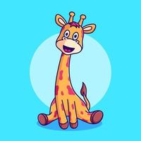 illustrazione vettoriale di seduta giraffa carina. cartone animato felice giraffa