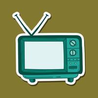 illustrazione di doodle televisivo vintage disegnato a mano per adesivi ecc vettore