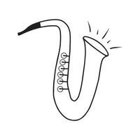 sassofono isolato su sfondo bianco in stile doodle. illustrazione disegnata a mano di vettore. strumento musicale a fiato. vettore