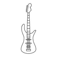 chitarra elettrica su sfondo bianco. illustrazione vettoriale in stile doodle. strumento musicale.