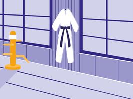 scena di dojo di arti marziali con kimono vettore