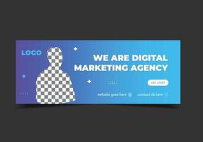 modello di copertina del design dei social media dell'agenzia di marketing digitale, modello di banner web, design astratto di banner per annunci, volantino vettore