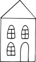 icona di arredamento in stile doodle casa. disegnato a mano, nordico, scandinavo. , minimalismo, costruzione di carte poster adesivo monocromatico vettore